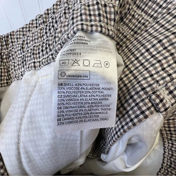 H&M M plaid Patterned work Pants elastic waist - Picture 12 of 13